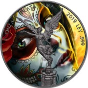 Mexico SANTA MUERTE LIBERTAD 1 Onza Silver coin 2019 Ruthenium plated 1 oz